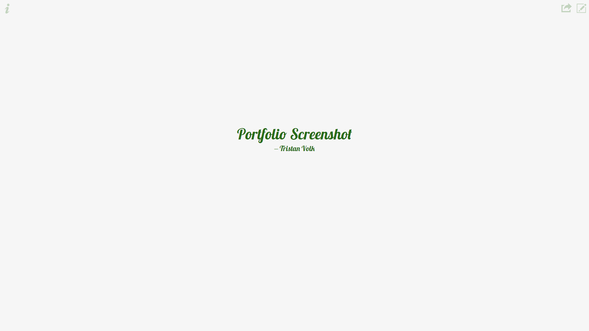 A screenshot of the site is seen which reads 'Portfolio Example' signed off by 'Tristan Volk', styled in green and a curvy font.